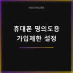 휴대폰 명의도용 가입제한 설정